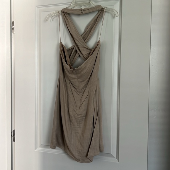 EUC BEAUTIFUL beige taupe almond mini short dress halter top from Bohme - Picture 4 of 6
